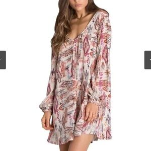 Billabong Sweet Sands Tribal Long Sleeve Mini Dress
